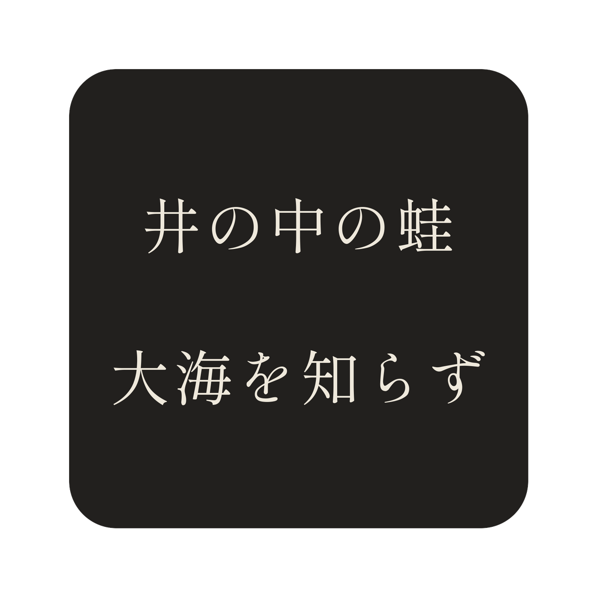 井の中の蛙大海を知らず／墨／明朝（横書き）／S