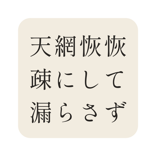 天網恢恢疎にして漏らさず／生成り／明朝（横書き）／S