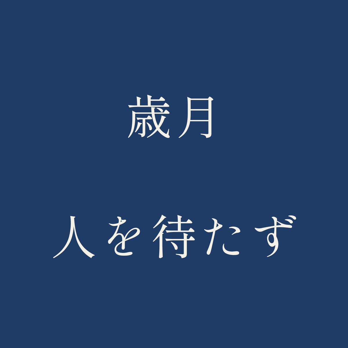 歳月人を待たず／藍／明朝（横書き）
