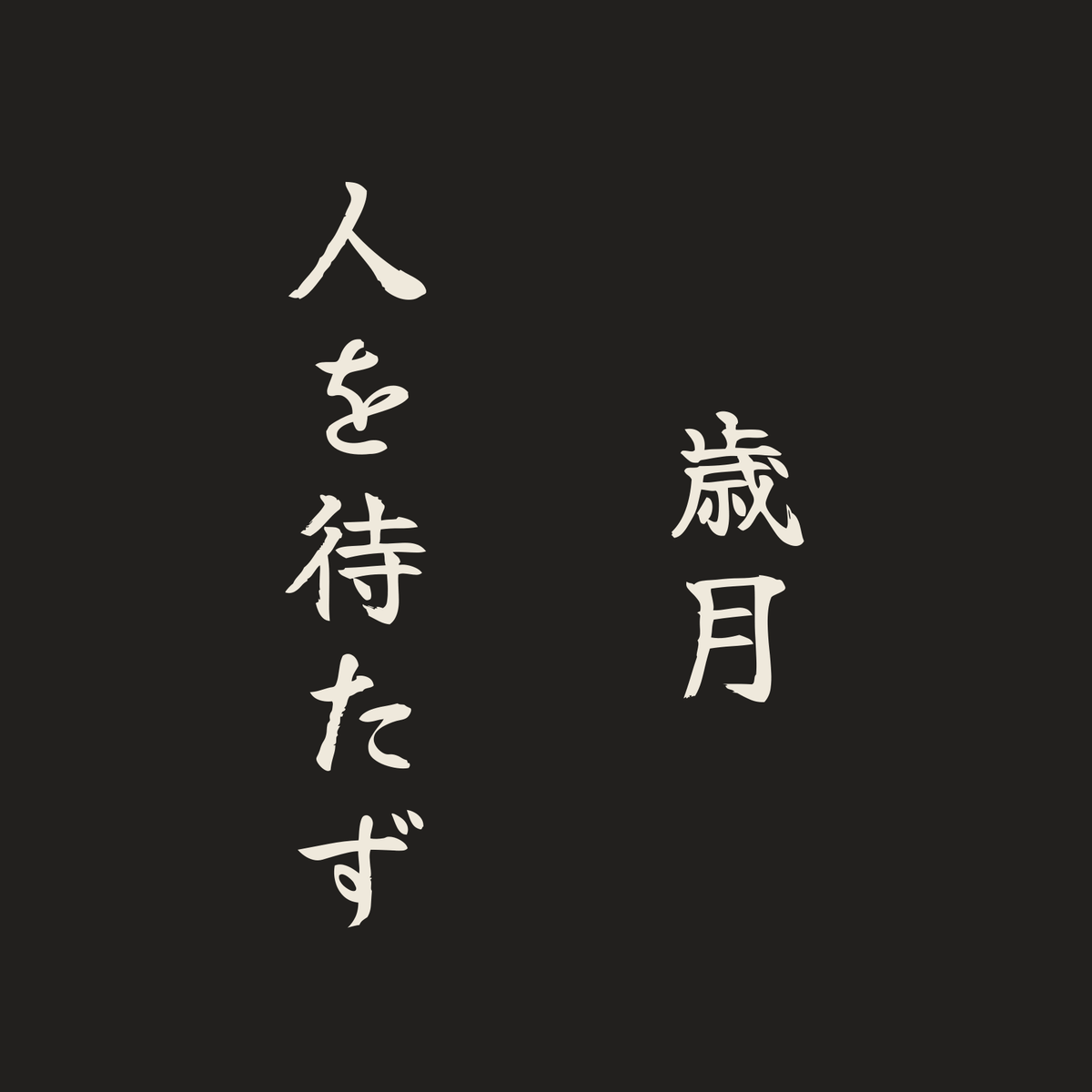 歳月人を待たず／墨／筆文字（縦書き）