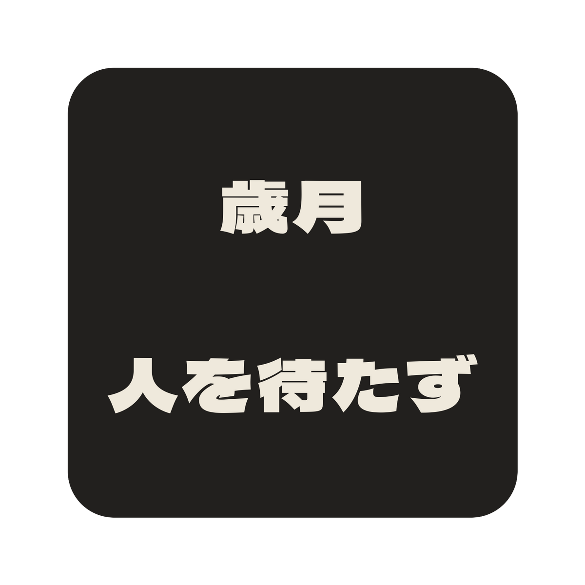 歳月人を待たず／墨／極太ゴシック（横書き）／S