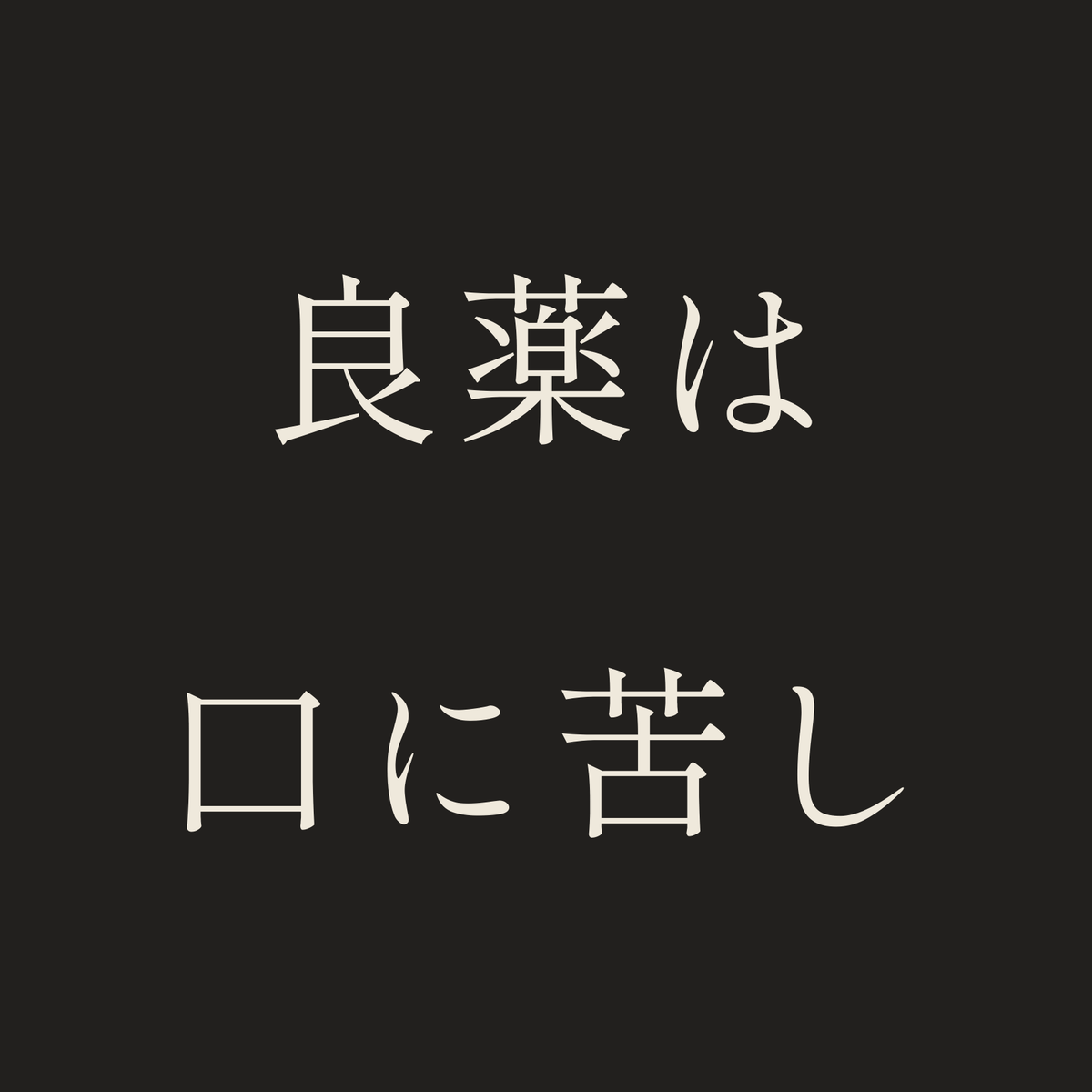 良薬は口に苦し／墨／明朝（横書き）